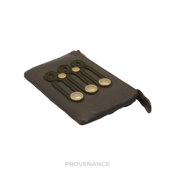 🔴 Balmain Cles Zip Pouch Wallet - Olive Leather - Picture 7 of 8